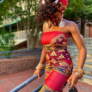 Stretchy Ankara/ Dashiki/ Kente/ African print Tube dress collection image 4