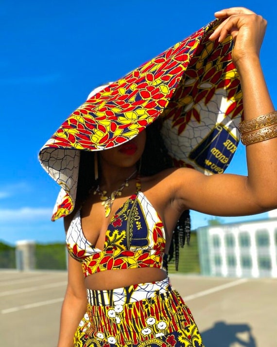 Ankara Oversized sun hat / summer hat/ Giant Ankara hat / Big Floppy Hat/ Ankara Sun Visor / Wide Brim Beach Hats For Women /Headwrap Visor