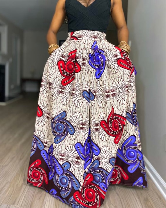 African Print Maxi Skirt With a Zipper Slit Long Gathered Skirt Ankara Skirt Long Maxi Skirt African Clothing for Women Summer Skirt Etsy Canada