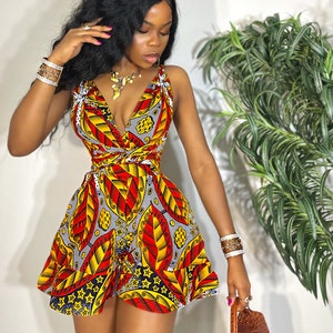 African Short Infinity Romper/shorts/ African Wedding Dress/women's  Dashiki/ Kente/ Ankara/ African Clothing/ African Print Bridesmaid Dress 