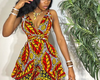 African Short Infinity Romper/shorts/ African Wedding dress/Women's Dashiki/ Kente/ Ankara/ African Clothing/ African print bridesmaid dress