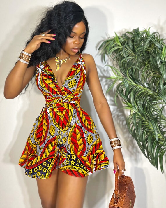 African Short Infinity Romper/shorts/ African Wedding dress/Women's  Dashiki/ Kente/ Ankara/ African Clothing/ African print bridesmaid dress