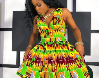 African Short stretchy dress/ African Wedding dress /Women's Dashiki/ Kente/ Ankara/ African Clothing/  African print/ African fashion Dress