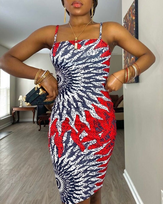 African Short Stretchy Dress/ African Wedding Dress /women's Dashiki/ Kente/ Ankara/ African Clothing/ African Print/ African Fashion Dress