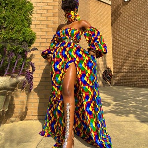 African Wedding dress /Women's Dashiki/ Kente/ Ankara/ African print/ African Clothing/ Africa ladies/ African fashion Dress/ Prom Dress image 2