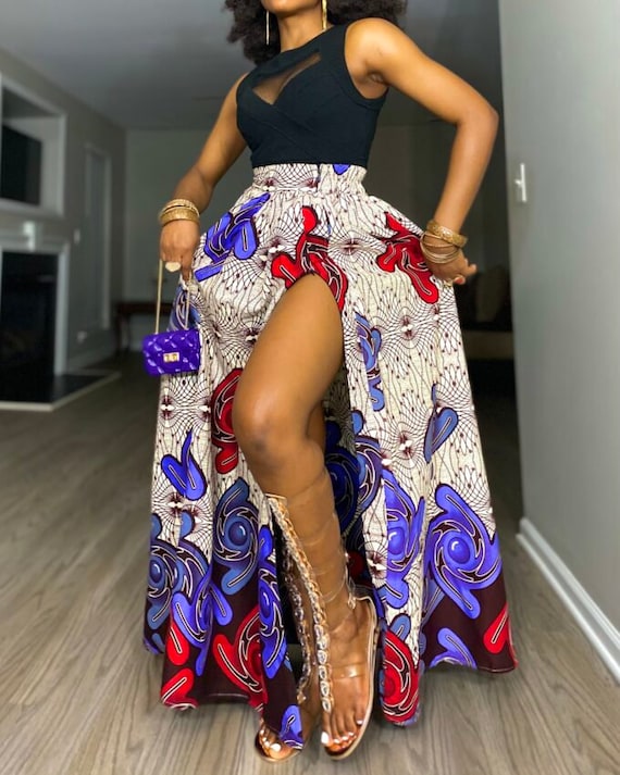 African Print Maxi Skirt with a zipper slit, Long gathered Skirt, Ankara  skirt, Long Maxi Skirt / African Clothing for Women/ Summer Skirt