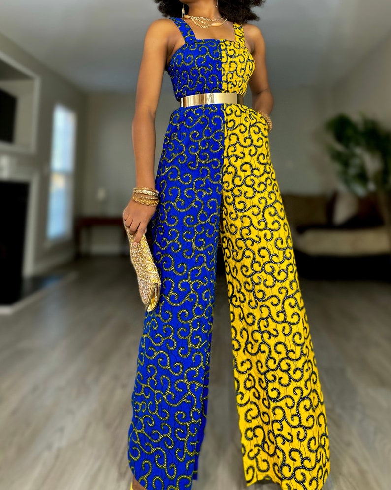 Multipattern Patch African Print jumpsuit, Ankara Jumpsuit, Jumpsuit, Jumpsuits for Women, African Fall Fashion, African Women Clothing image 5