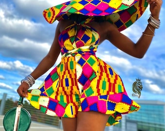 African Short Infinity Romper/shorts/ African Wedding dress/Women's Dashiki/ Kente/ Ankara/ African Clothing/ African print bridesmaid dress