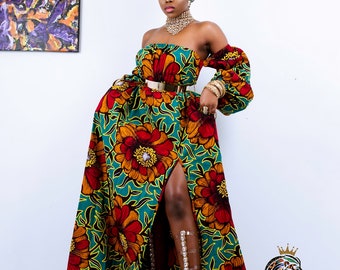 Off-The-Shoulder Sommer Long Dashiki/ Kente/ Ankara/ Afrikanischer Print/ Afrikanische Kleidung/ Afrika Damen/ Afrikanische Mode/ Prom Kleid