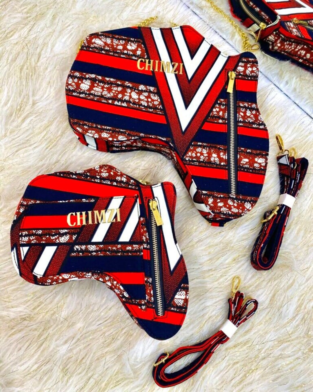 Africa shaped Leather and Kente Ankara backpack w/ zippers & Adjustable straps Hand Crafted | Bags | Africa Shaped Leather And Kente Ankara  main image 2