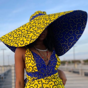 Ankara Oversized sun hat / summer hat/ Giant Ankara hat / Big Floppy Hat/ Ankara Sun Visor / Wide Brim Beach Hats For Women /Headwrap Visor image 4