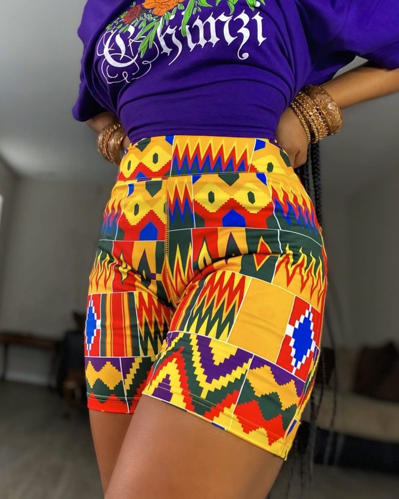 Two-Piece Swimwear /Bikini/ Top /Shorts/ Oversized Hat/ Skirt made in Stretchy African Ankara Print/ Kente / African Women's Summer clothing Shorts