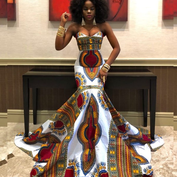 African Wedding dress /Women's Dashiki/ Kente/ Ankara/ African print/ African Clothing/ Africa ladies/ African fashion Dress/ Prom Dress