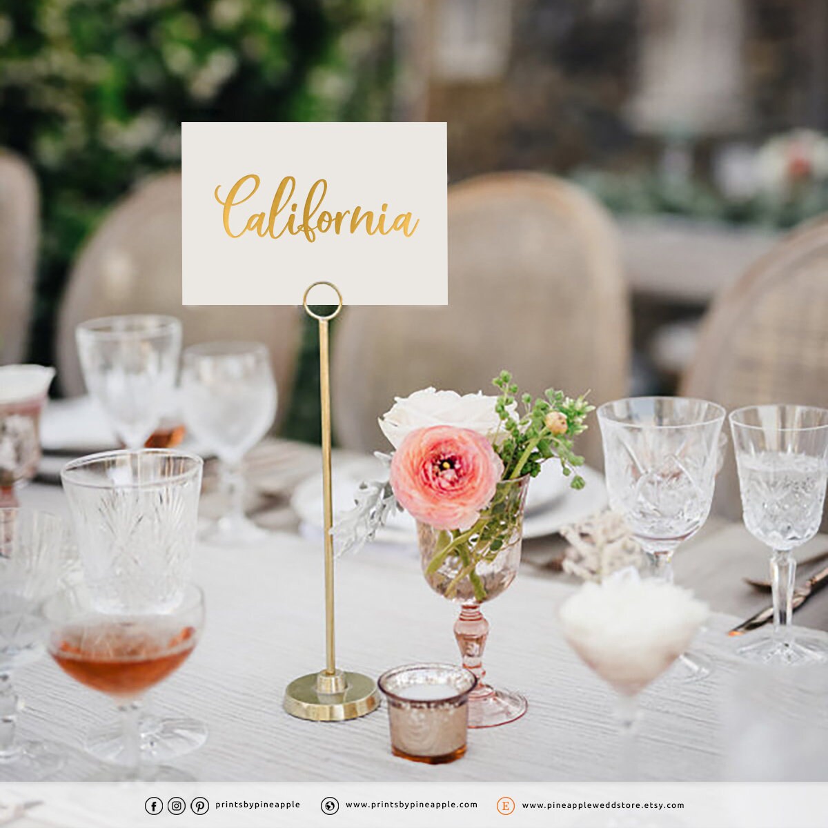 Custom Table Names Gold Foil Table Names 5x7 Inches One Etsy