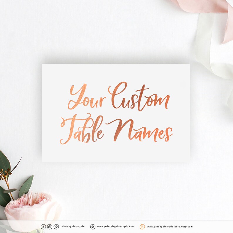 Custom Table Names Gold Foil Table Names 5x7 Inches One Etsy