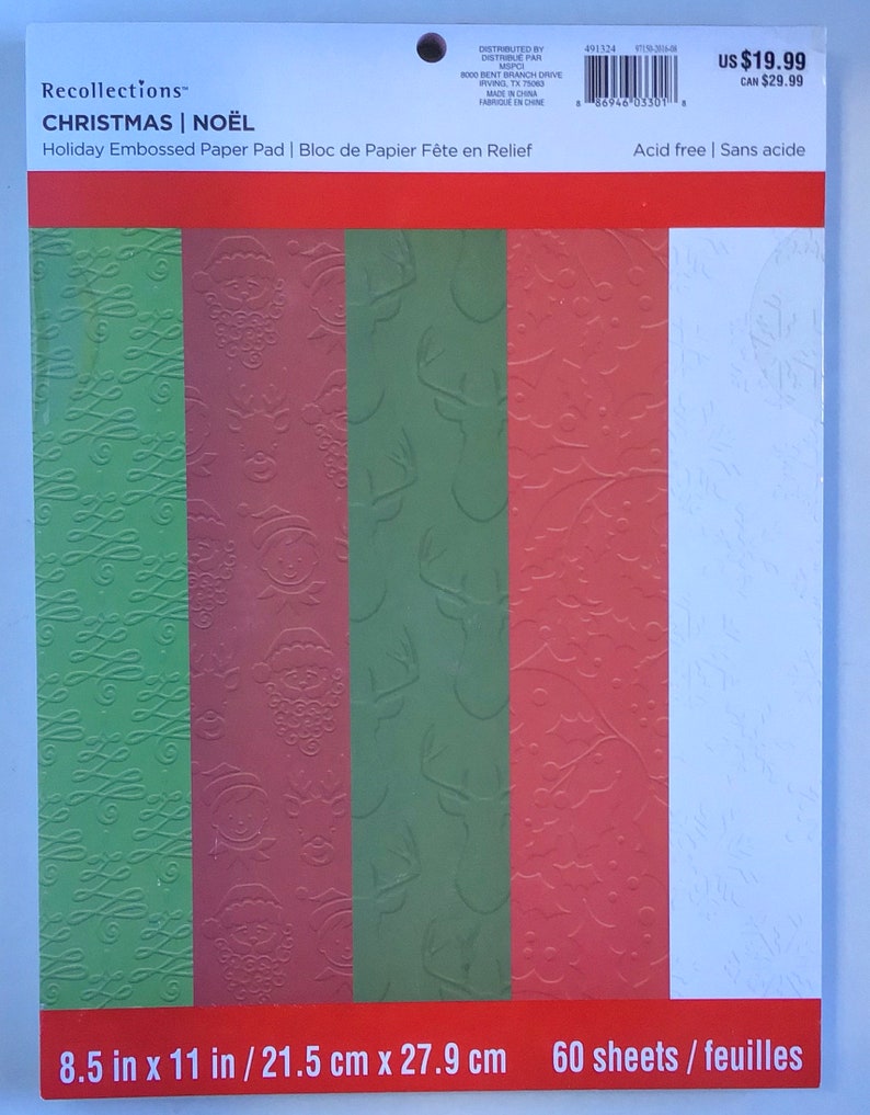 Holiday 8.5x11 Cardstock Scrapbooking Paper Pack 50 Sheets Red, Green, White
