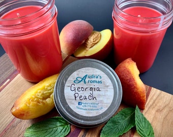 Georgia Peach Scented Candle, Peach Candle, Mason Jar Candle, Gift For Her, Scented Candle