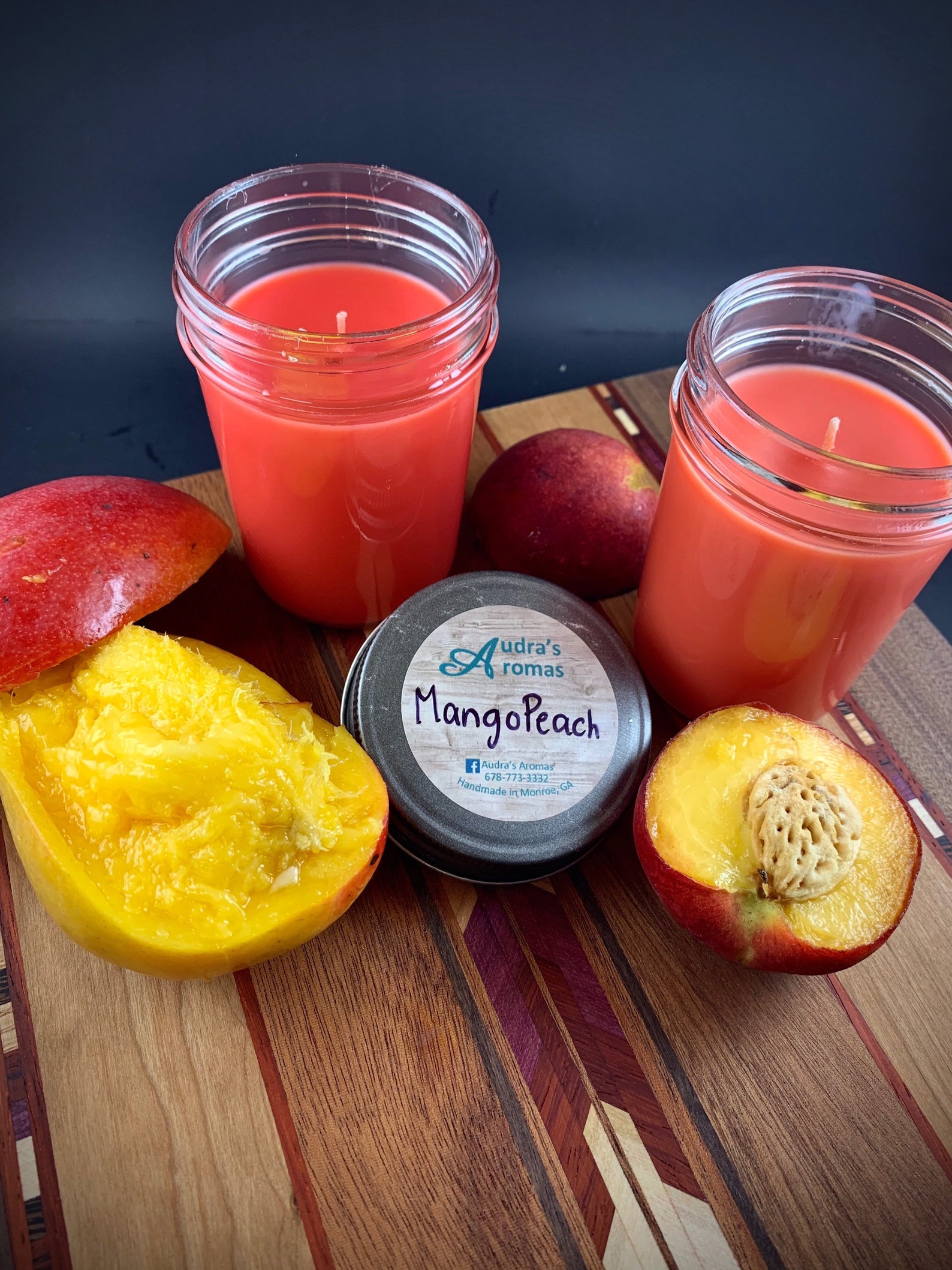 Mango Peach Scented Candle Peach Candle Mango Candle Mason Etsy