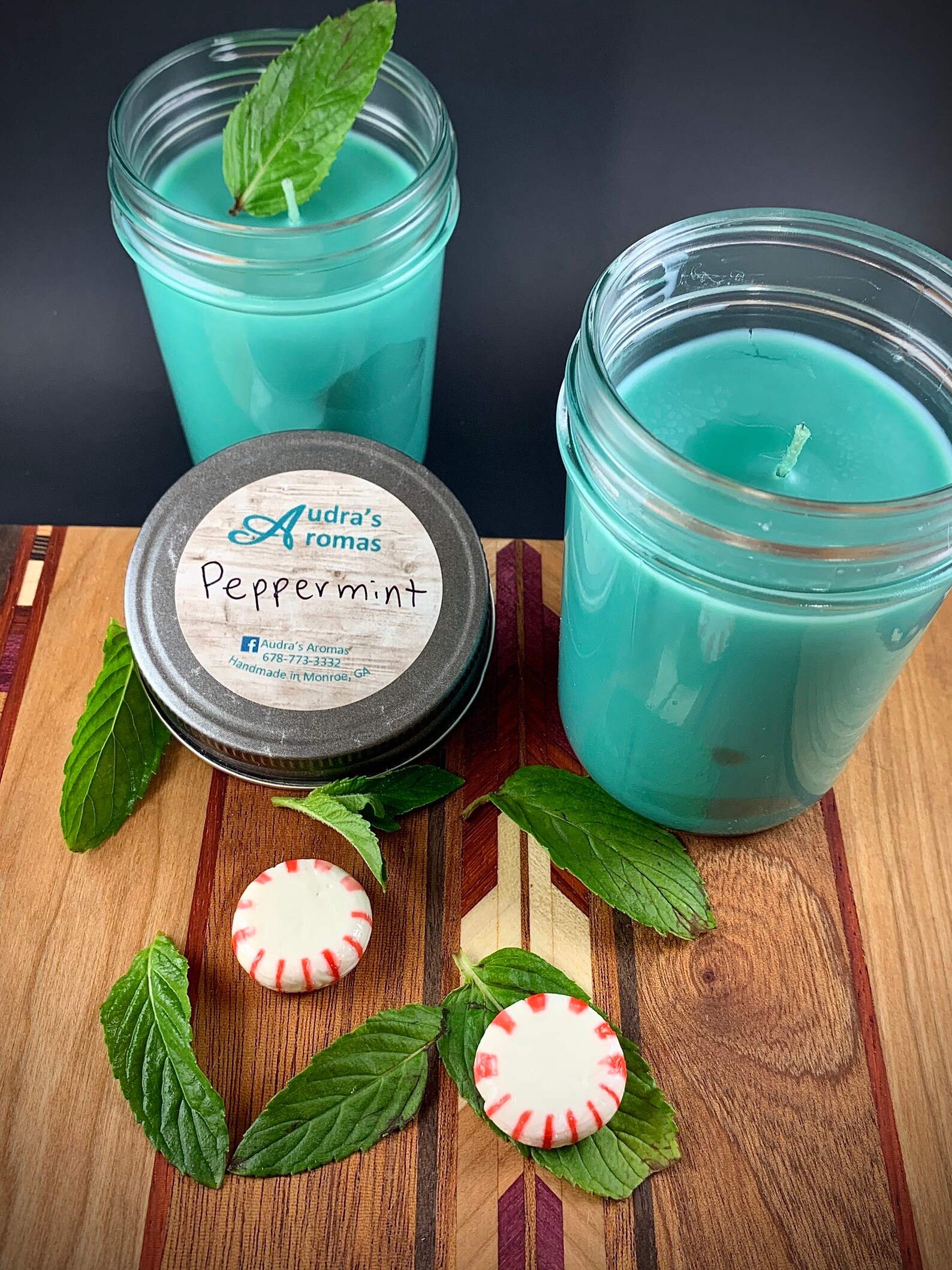 Peppermint Essential Oil Candle Aroma Therapy Candle Mason Etsy