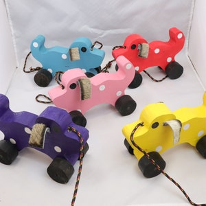 Wooden Dog Pull Toy, Toys On Wheels, Toddler Toy, Baby Shower Gift, Age 12 Month