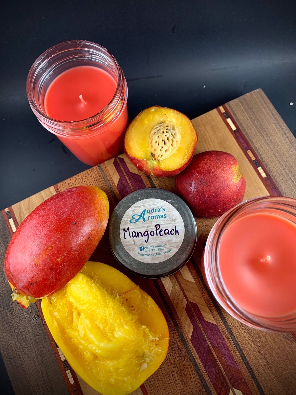 Mango Peach Scented Candle Peach Candle Mango Candle Mason Etsy