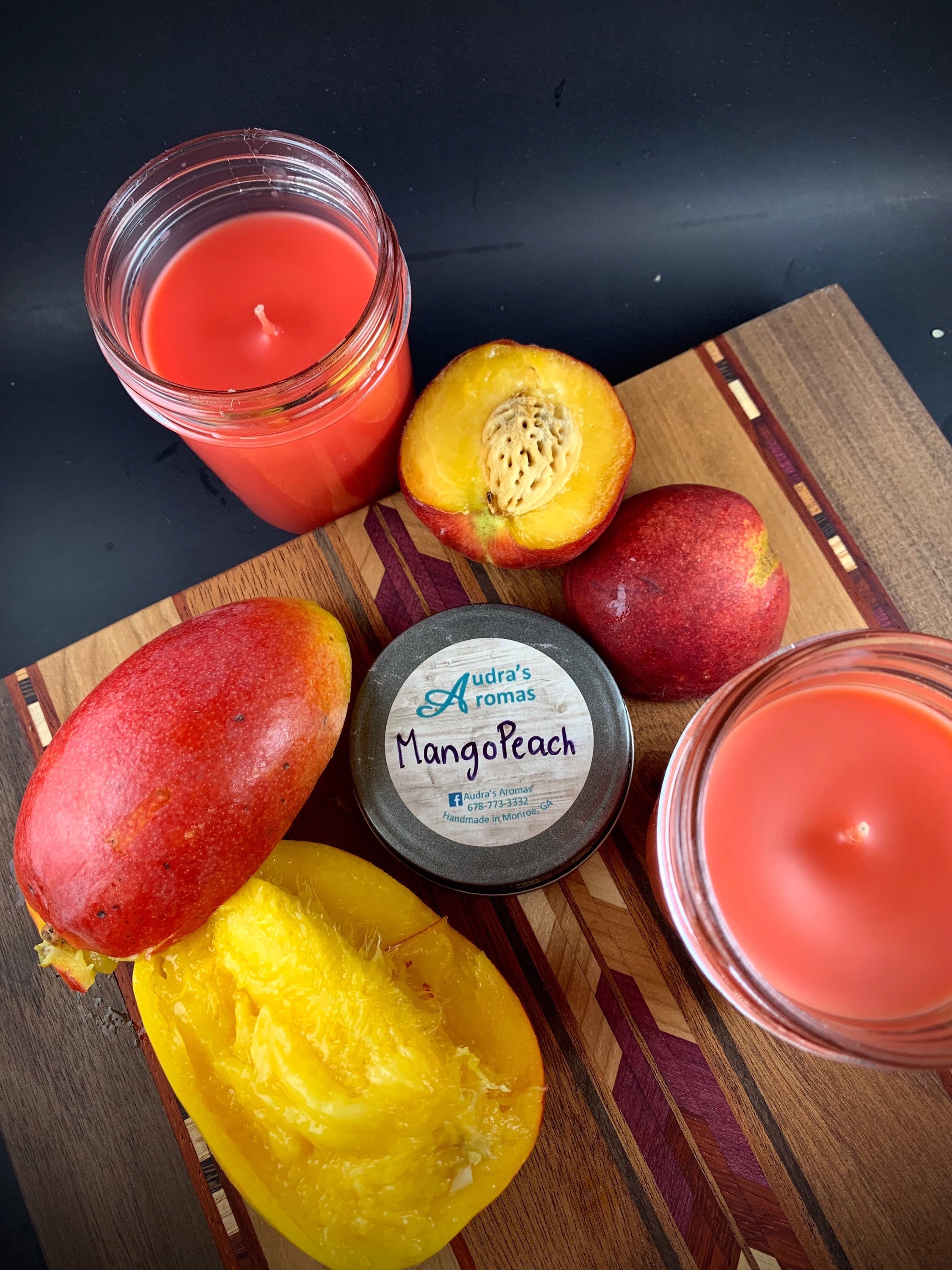 Mango Peach Scented Candle Peach Candle Mango Candle Mason Etsy