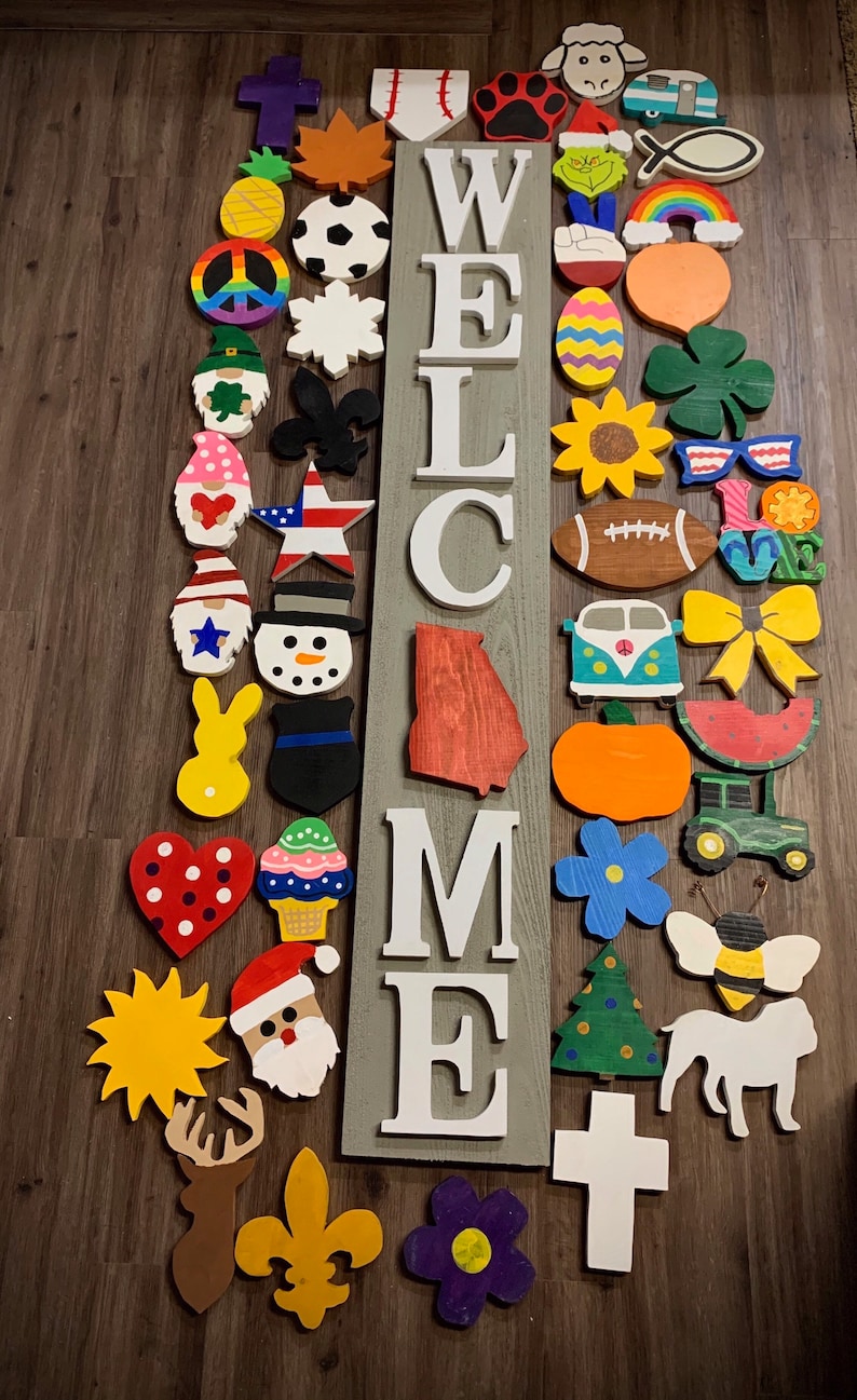 Welcome Sign with Interchangeable Pieces Welcome Front Porch | Etsy