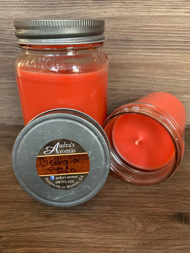Peach Scented Candle Peach Candle Mason Jar Candle Etsy