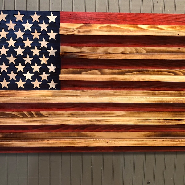 Rustic American Flag Challenge Coin Display, Wooden Flag, Military Challenge Coin Flag, Military Coin Rack, Challenge Coin Flag