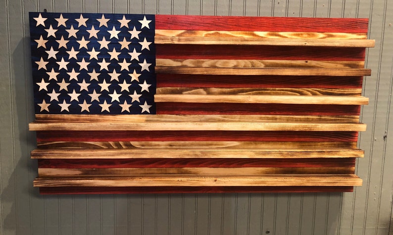 Rustic American Flag Challenge Coin Display, Wooden Flag, Military Challenge Coin Flag, Military Coin Rack, Challenge Coin Flag