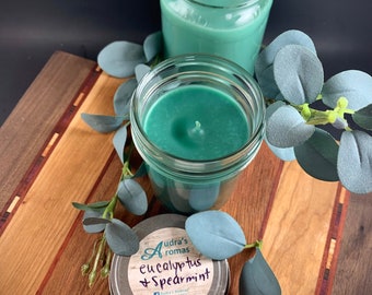 Eucalyptus and Spearmint Mason Jar Candle, Relaxing Candle, Eucalyptus Candle, Gift For Her