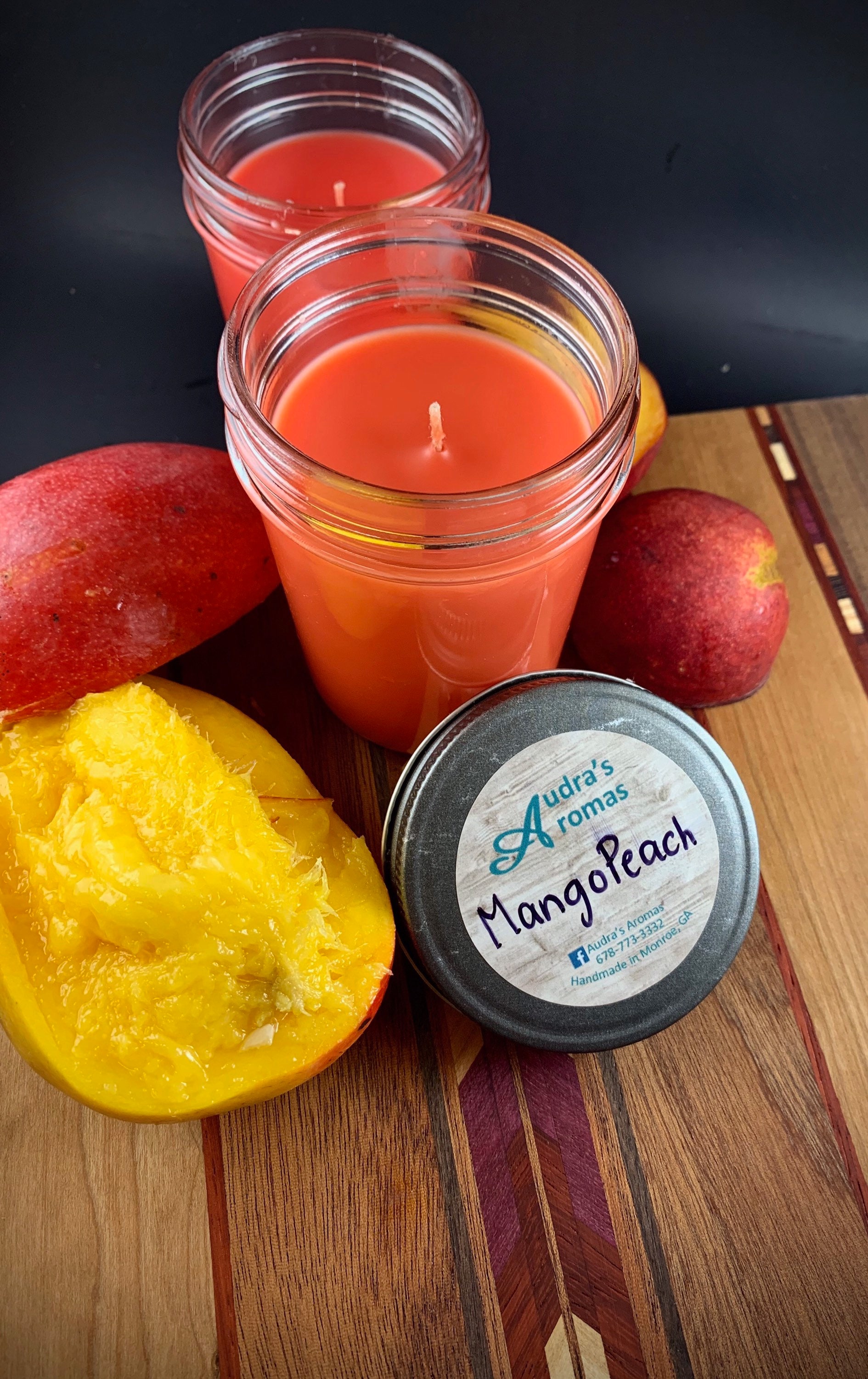 Mango Peach Scented Candle Peach Candle Mango Candle Mason Etsy