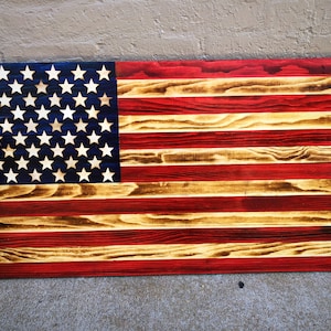 Wood Flag 24x13, Rustic American Burned Wood Flag, American Flag,