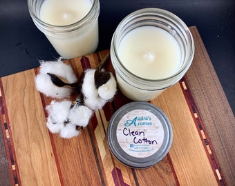クリーンコットンの香り付きキャンドル、クリーンな香り、フレッシュリネンキャンドル、メイソンジャーキャンドル、香り付きキャンドル、彼女へのギフト