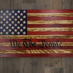 We The People Wood Flag, Rustic American Burned Wood Flag, American Flag,