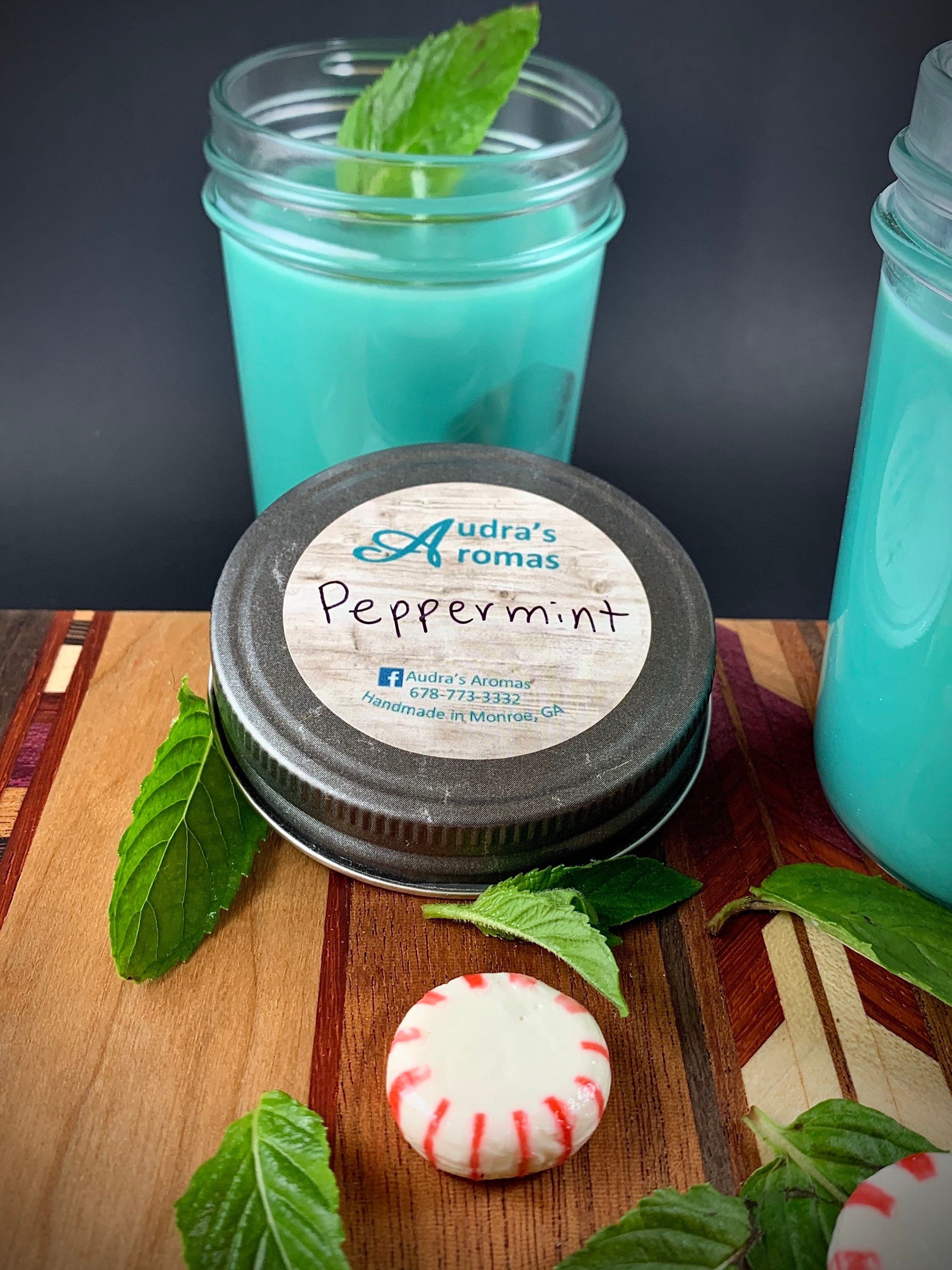 Peppermint Essential Oil Candle Aroma Therapy Candle Mason Etsy