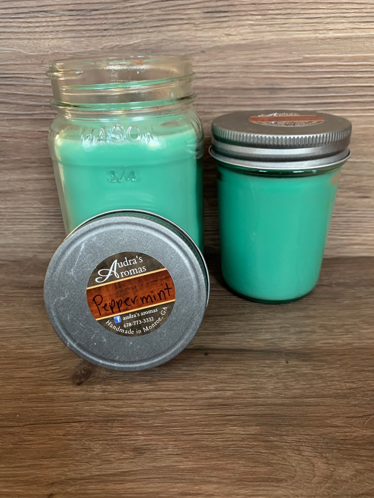 Peppermint Essential Oil Candle Aroma Therapy Candle Mason Etsy