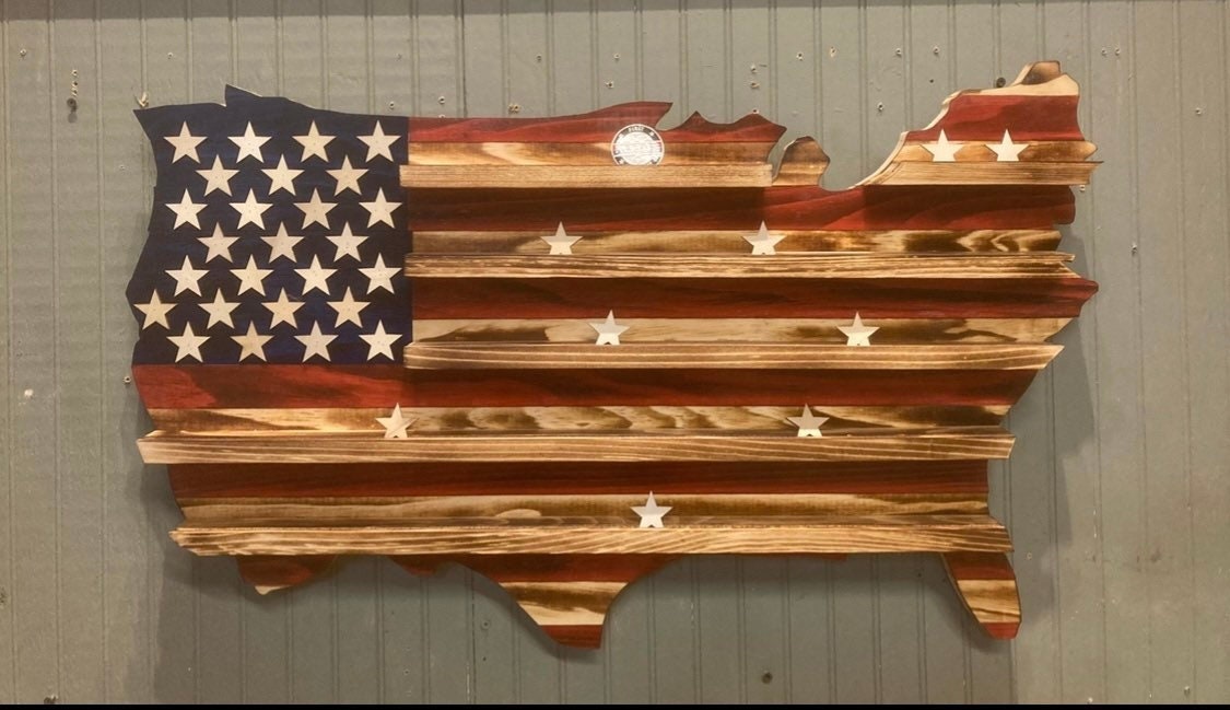 Extra Large NAVY Rustic American Flag Challenge Coin Display