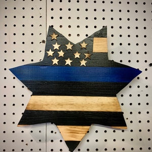 Seven Point Police Badge, Police Officer Gift, Thin Blue Line, Law ...