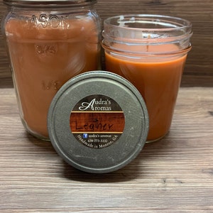 Leather Candle/ Masculine Candle/ Gift for Him/ Fresh Leather Scent/ Leather Scented Candle