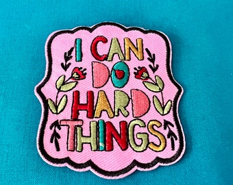 I Can Do Hard Things Patches - Iron On Pink Patch - Girl Power Iron On Patches - Patches For Jackets - Iron On