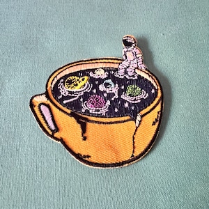 Astronaut Tea Iron On Patch - Outer Space Iron on Patches - Planets Iron On Patches