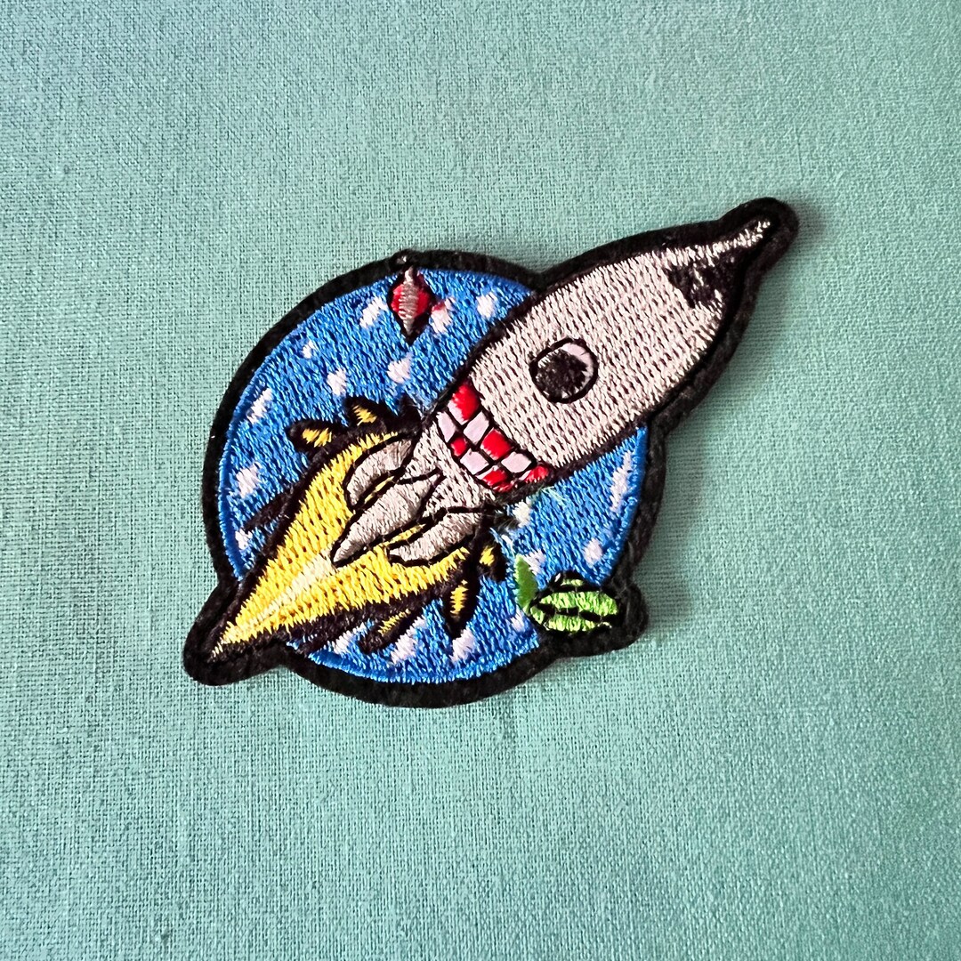 Rocket Ship Iron on Patch Outer Space Iron on Patches Rocketship Iron ...