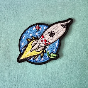 Rocket Ship Iron On Patch - Outer Space Iron on Patches - Rocketship Iron On Patches