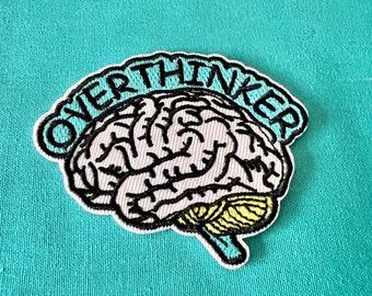 Over Thinker Patches - Iron On Brain Patch - Overthinker Iron On Patches - Patches For Jackets