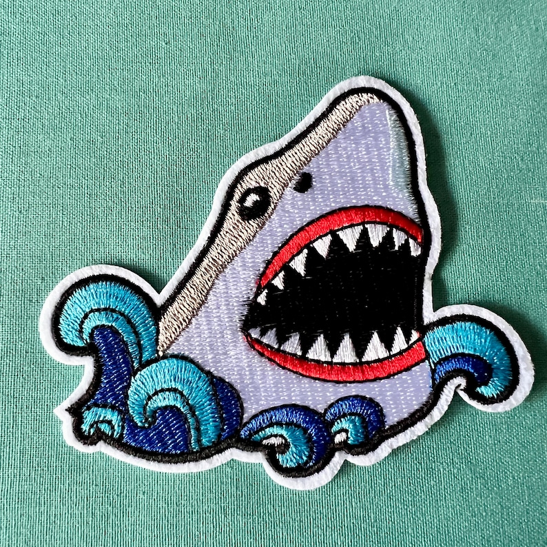 Shark Patch - Great White Shark Iron on Patch - Iron on Patches ...