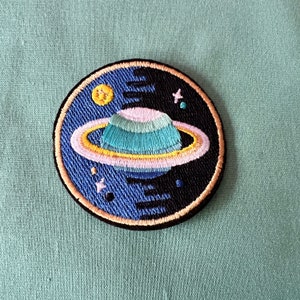 Blue Planet Iron On Patch - Saturn Outer Space Iron on Patches - Jupiter Iron On Patches