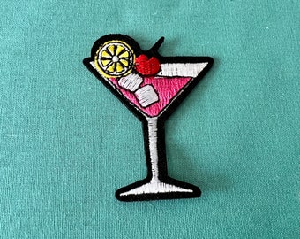 Martini Patches - Iron On Cosmopolitan Patch -  Iron On Cocktail Patches - Patches For Jackets - Iron On Patches