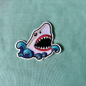 Shark Patch - Great White Shark Iron On Patch - Iron On Patches - Patches For Jackets
