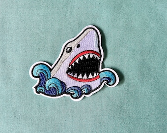 Shark Patch - Great White Shark Iron On Patch - Iron On Patches - Patches For Jackets